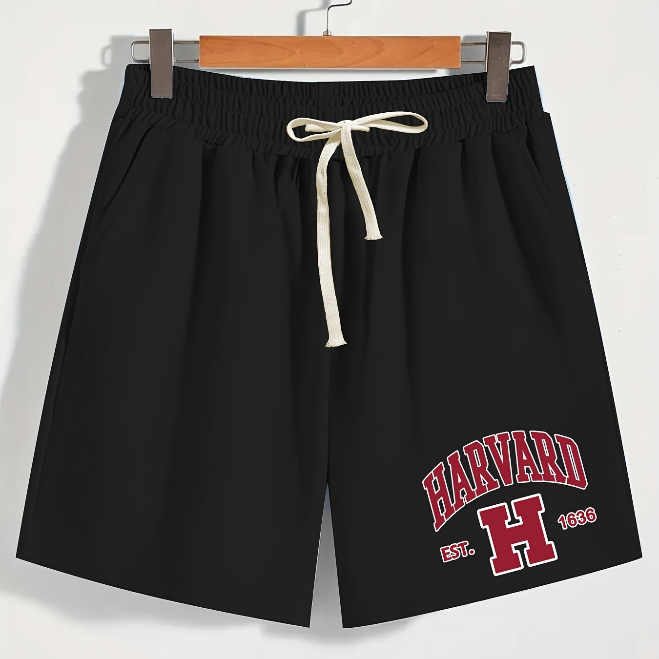 

Harvard Letters Print Men's 2024 New Summer Breathable Drawstring Pants, Loose Casual Shorts Comfy Sports Shorts For Spring Summer Outdoor Fitness Holiday