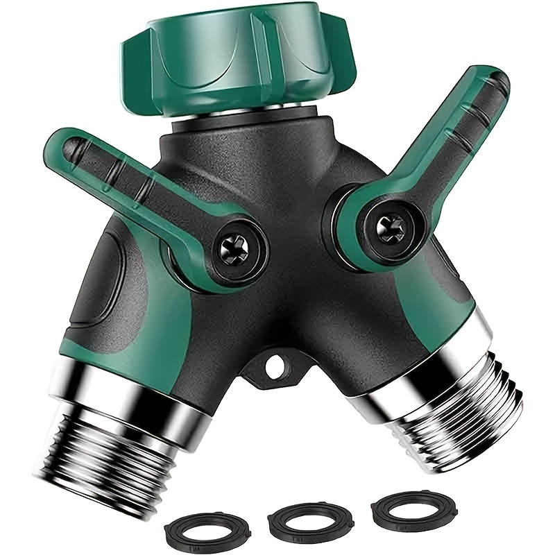 

1pc Garden Y-shape Hose Splitter 2 Way Heavy Duty Water Hose Adapter, Rubberized Grip For Faucet, Sprinkler, Drip Irrigation Systems Lawns, Outdoor Y Hose Connector With 3 Extra Rubber Washers