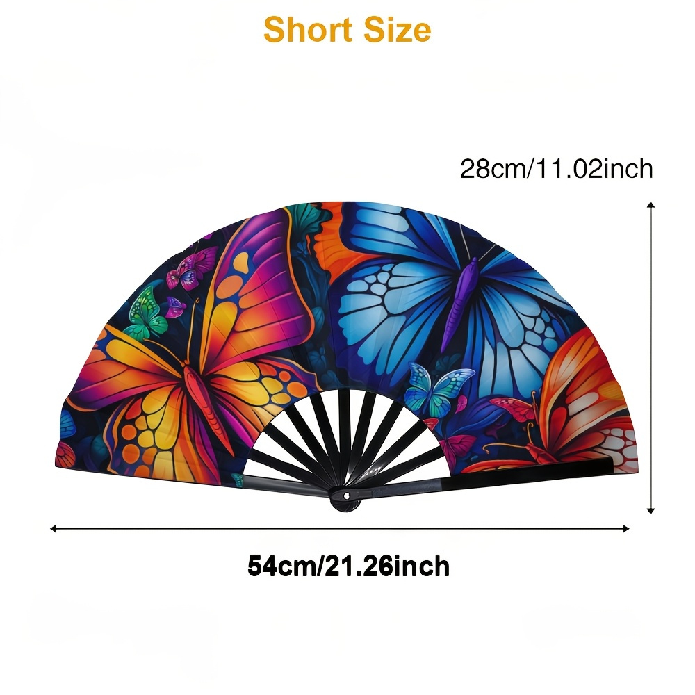 TEMU Trendy Handheld Fan: A Lightweight Folding Fan With Prints, Made Of Plastic With A Foldable Design. A Must-have For A Cool Summer Party
