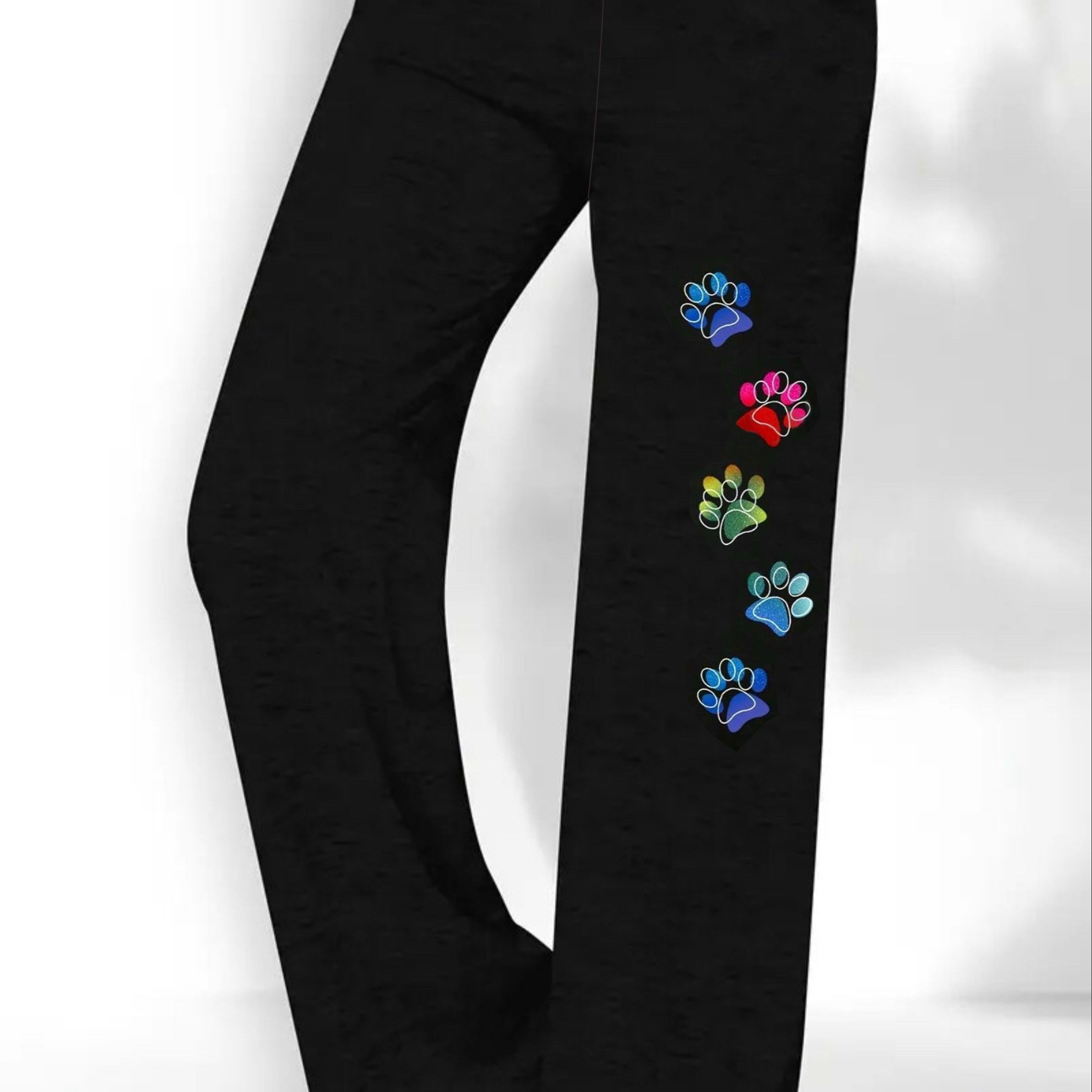 

Paw Print Pants, Waist Casual Pants, Women's Clothing