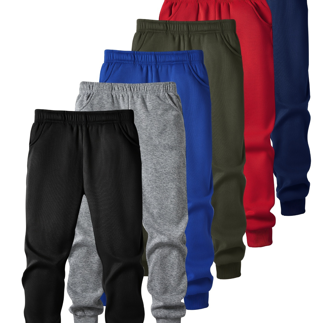 

6 pantalons de jogging décontractés pour garçon avec taille élastique - Pantalons de survêtement de couleur unie - Cadeau pour les sports de plein air, pantalons de printemps/automne