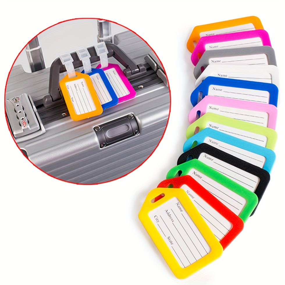 

10pcs Luggage Tag For Travel Plastic Luggage Tag Name Id Labels With Privacy Cover For Women Men