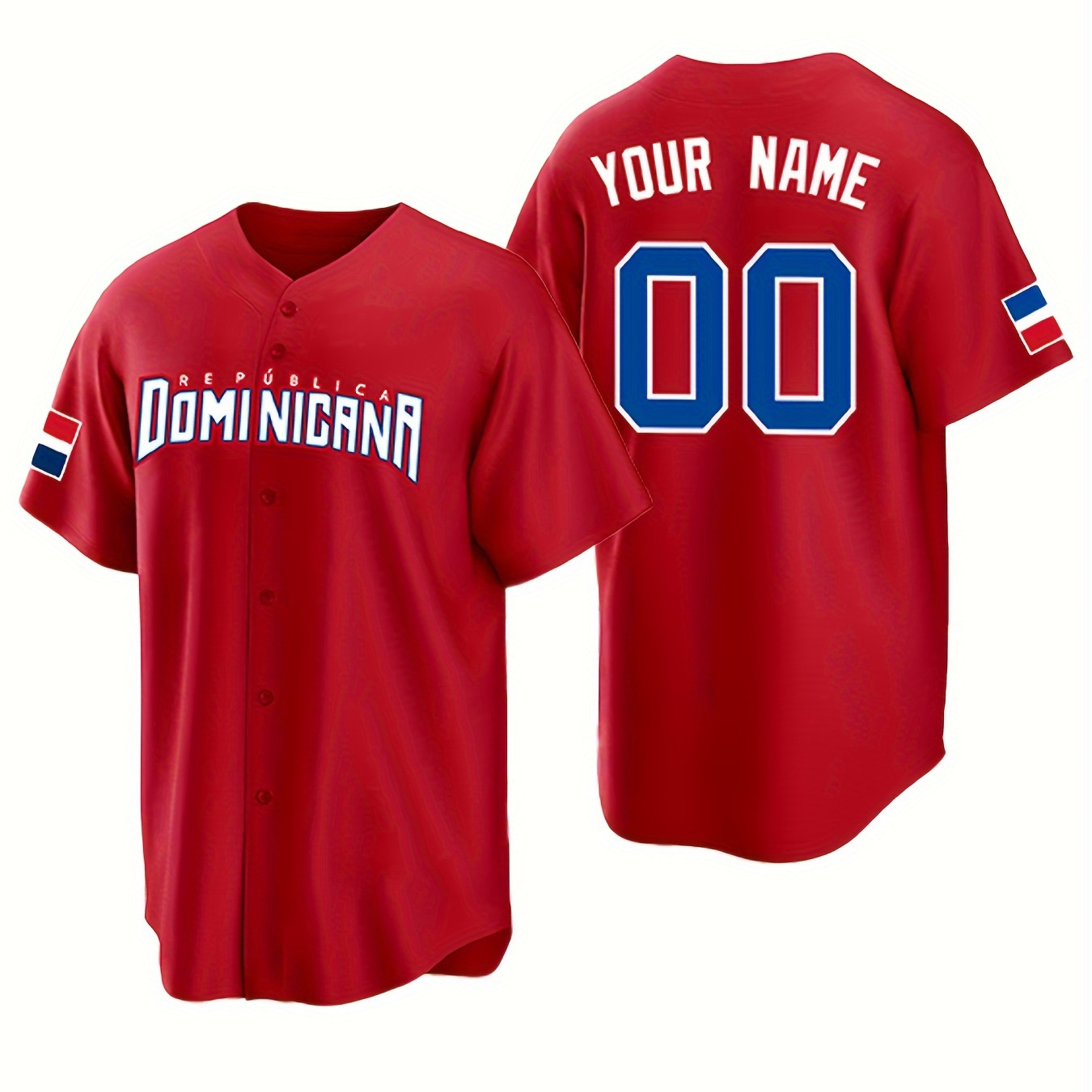 

Men's Personalized Custom Name & Numbers Graphic Print Baseball Jersey Shirt, Competition Party Training Button Up Shirt, Athletic Personalized Clothing