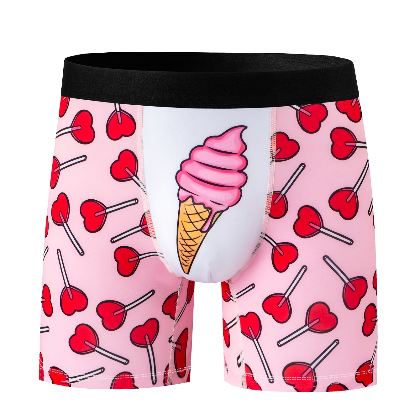 

1pc Of Men's Sexy Cream Funny Print Breathable Flat Corner Underpants