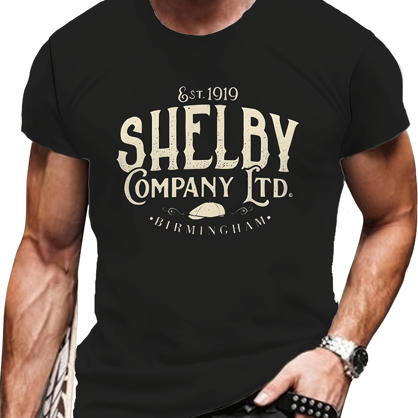 

Plus Size Men's Shelby Graphic Print T-shirt For Summer, Stylish Novelty Short Sleeve Tees For Males, Street Style Tops