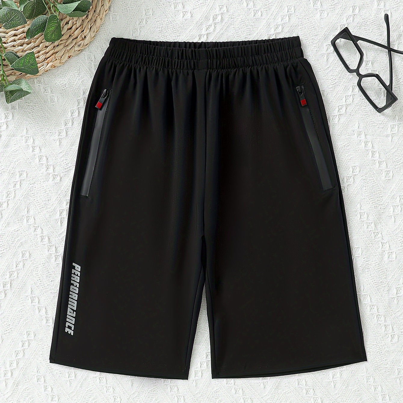 

Boys Gym Workout Shorts With Zipper Pocket, Quick Dry Lightweight Athletic Training Running Hiking Jogger With Pockets