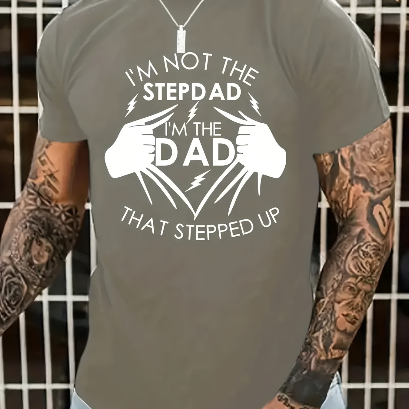 

'the Dad Who Stepped Up' Stepdad T Shirt, Tees For Men, Casual Short Sleeve Tshirt For Summer Spring Fall, Tops As Gifts