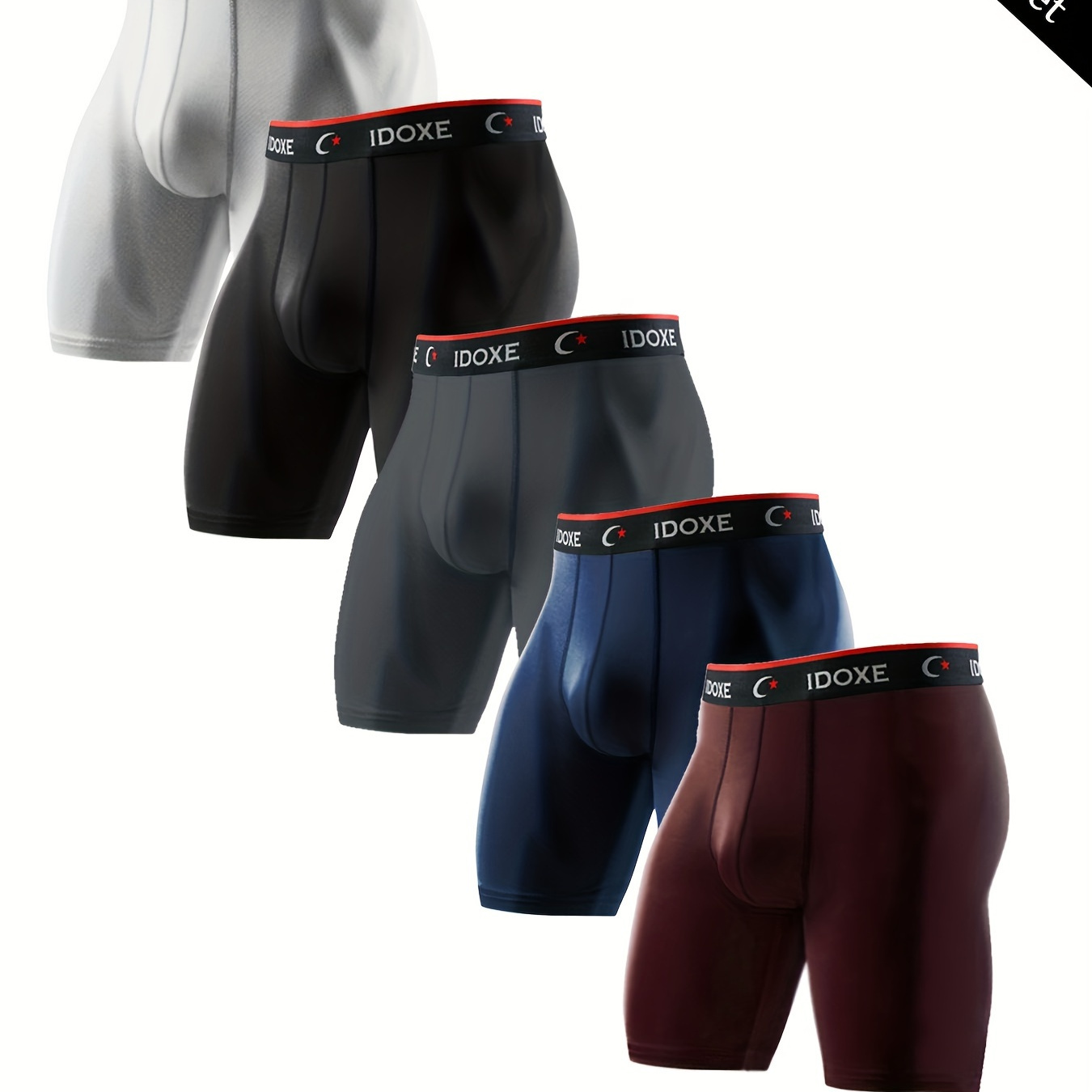 

5pcs Plus Size Men's Underwear New Explosive Men's Boxer Briefs Set Sports Soft Performance Performance Long Style Boxing Shorts