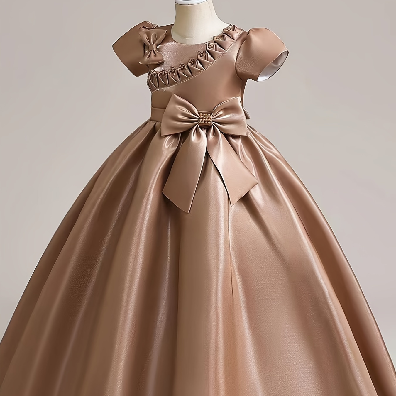 

Girls' Dress Children's Dress Forged Cloth Bow Cusized Children's Long Evening Dress Girls' Piano Performance Dress