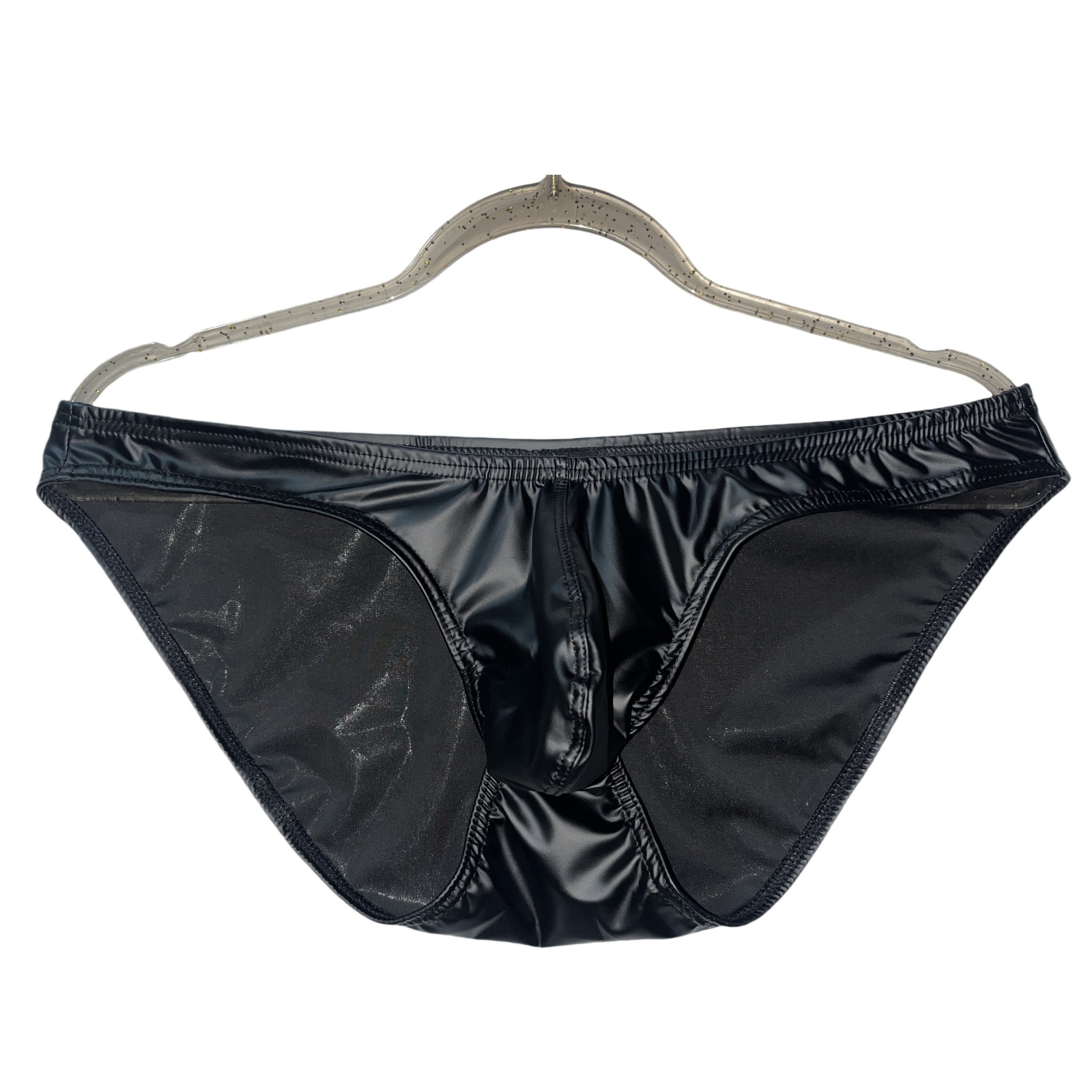 

Men's Faux Leather Sexy Unerwear, Solid Color Panties, Fashion Comfy Underpants