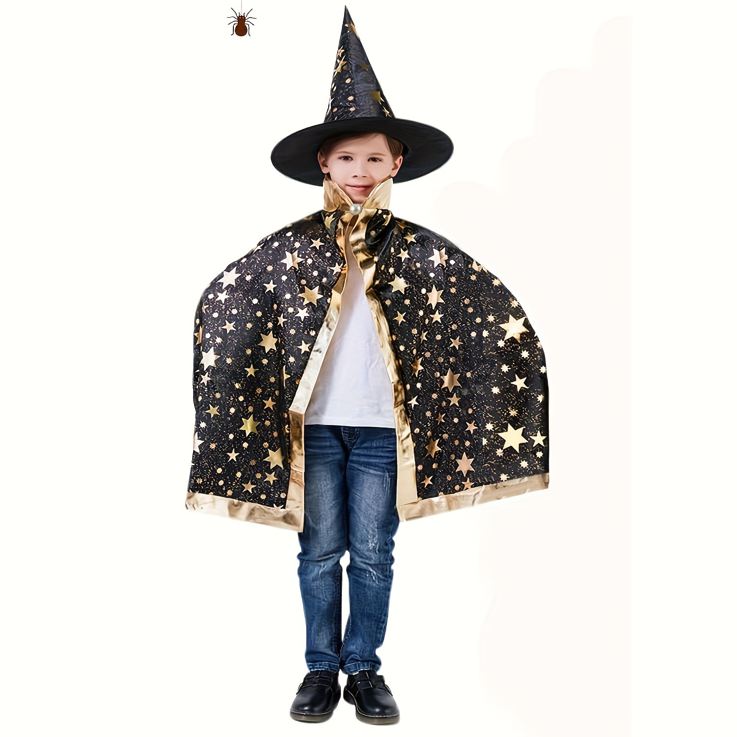 

Boys Cloak With Hat Set, Spooky Witch Cloak Cape & Hat Perfect For Ghostly Attire