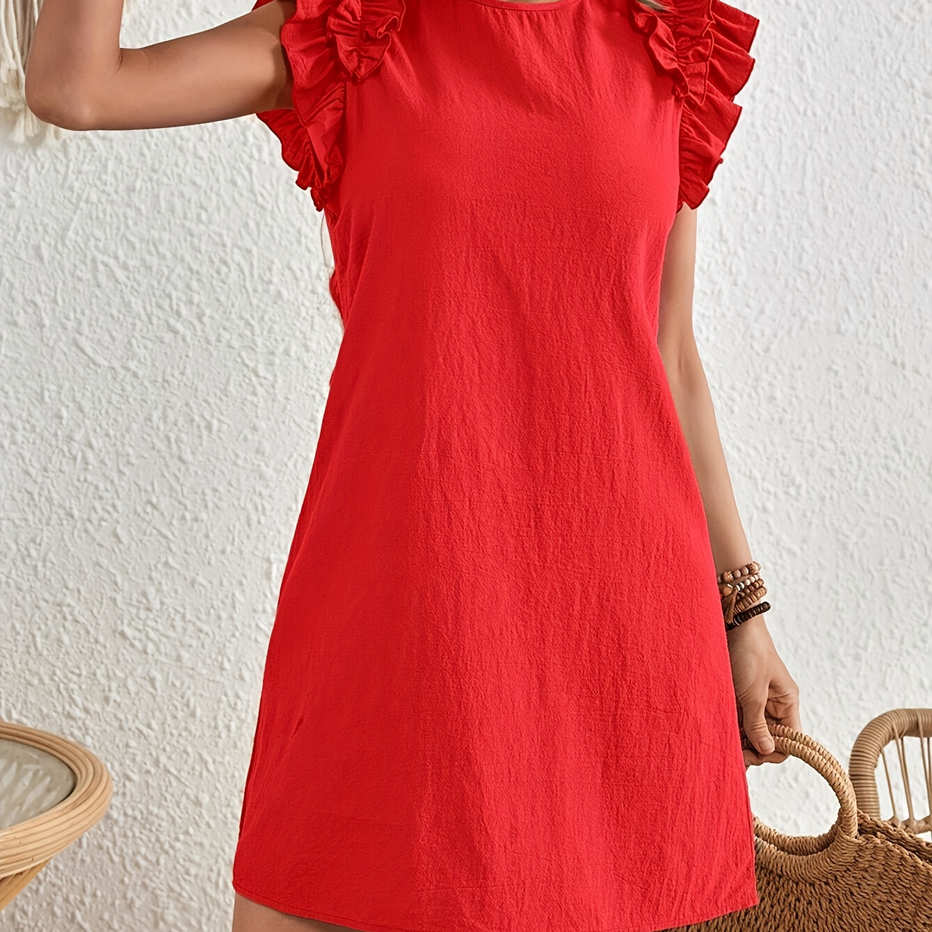 

New Stylish Solid Color Round Neck Dress For Women