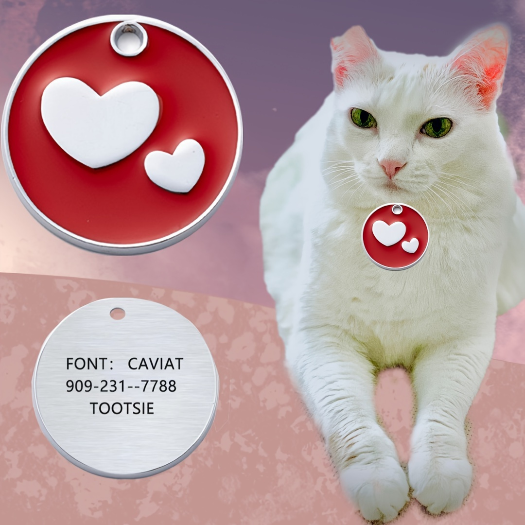 engraved-pet-id-tag-anti-lost-round-red-dog-tag-customizable-heart-pet