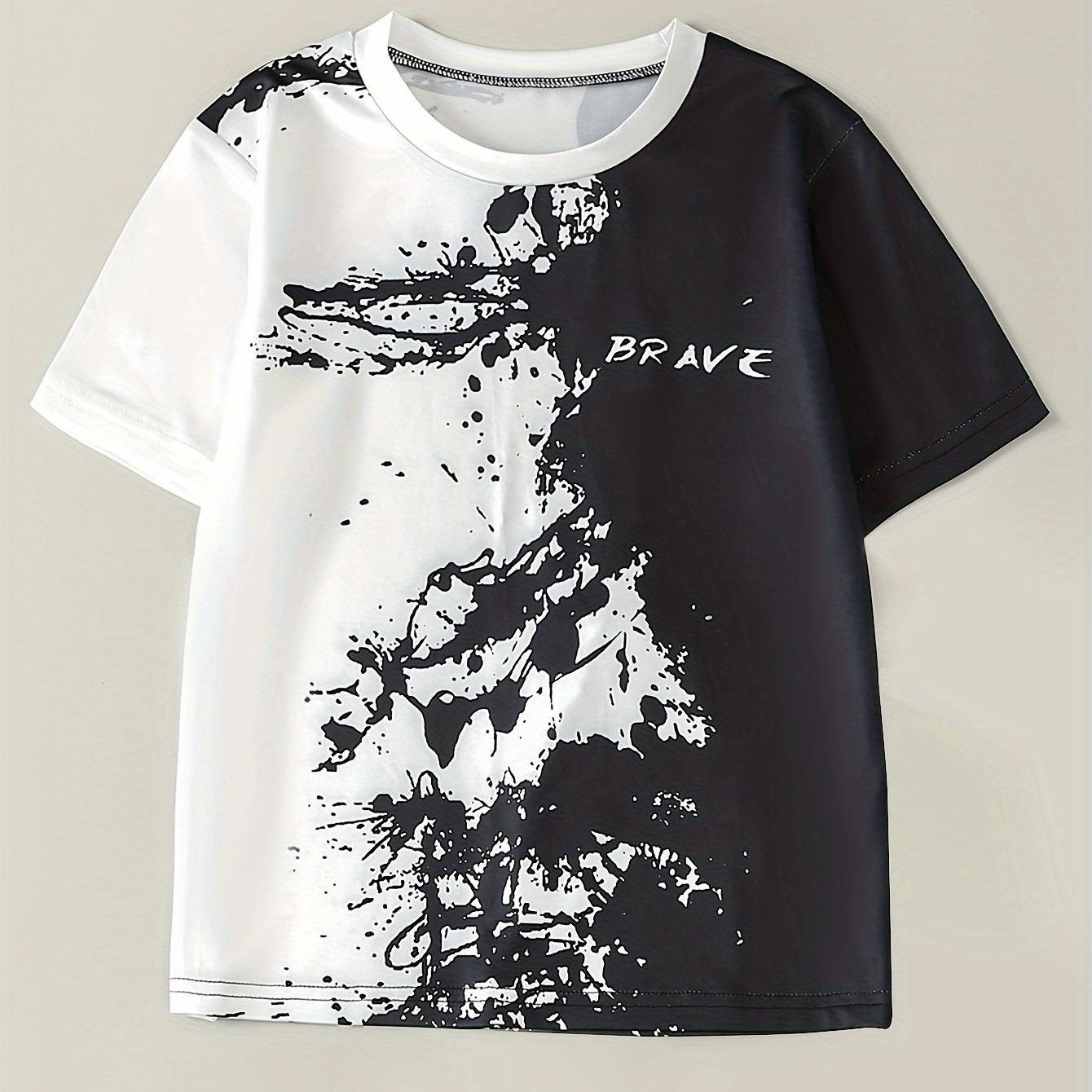 

BRAVE Imprimer T-shirt À Manches Courtes Tie Dye Pour Garçon Respirant Confortable Et Ample Motif Créatif Haut Décontracté