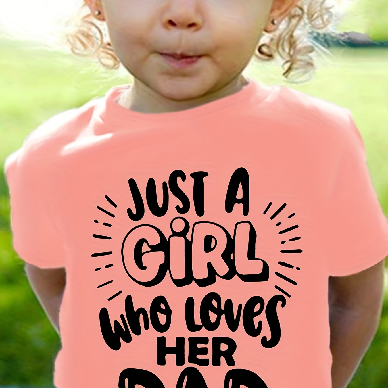 

Girls Round Neck T-shirt "just A Girl Who Loves Her Dad" Print Short Sleeve Tees Top Kids Summer Clothes