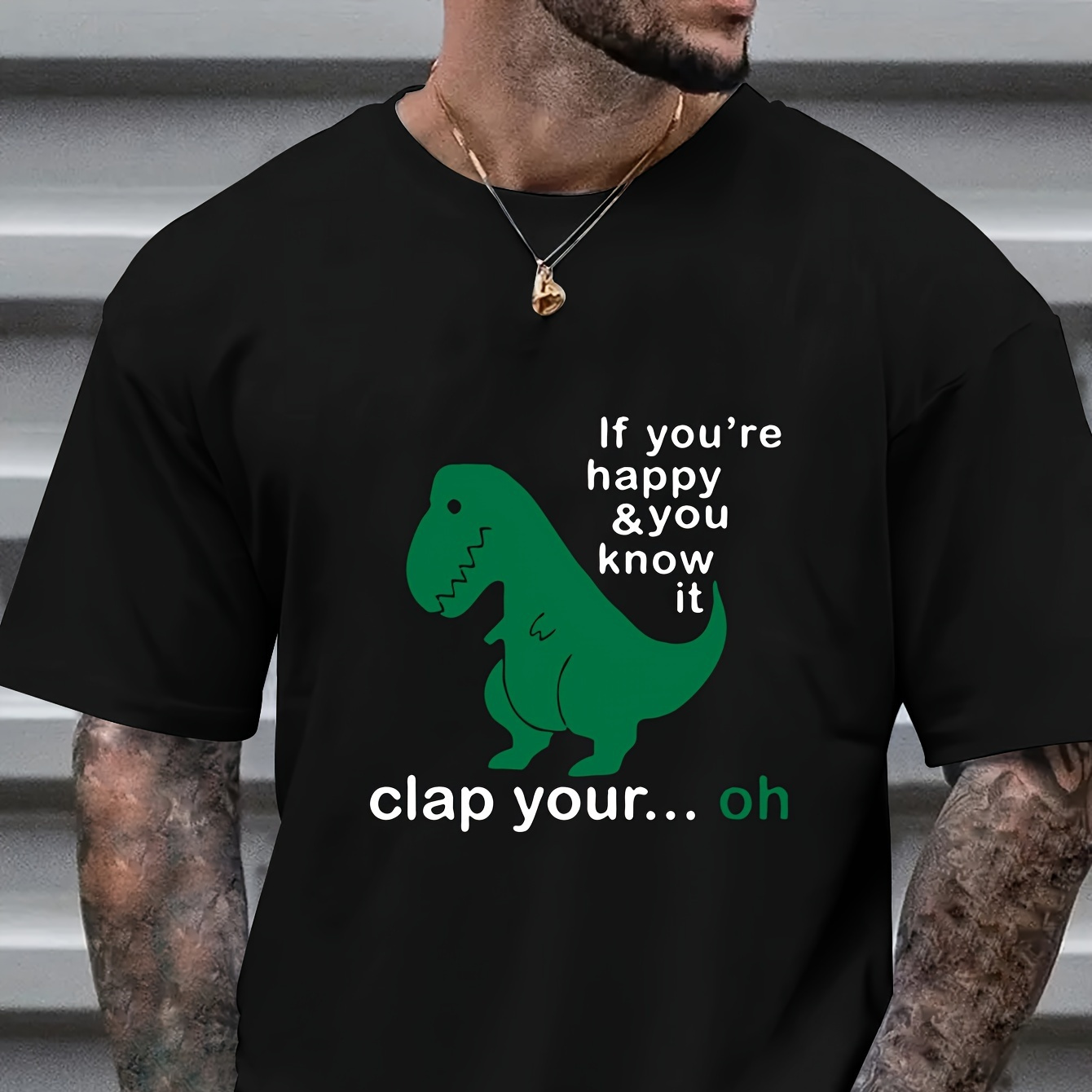 

Cute Dinosaur Print T-shirt, Stylish & Breathable Street , Simple Comfy Top, Casual Crew Neck Short Sleeve T-shirt For Summer