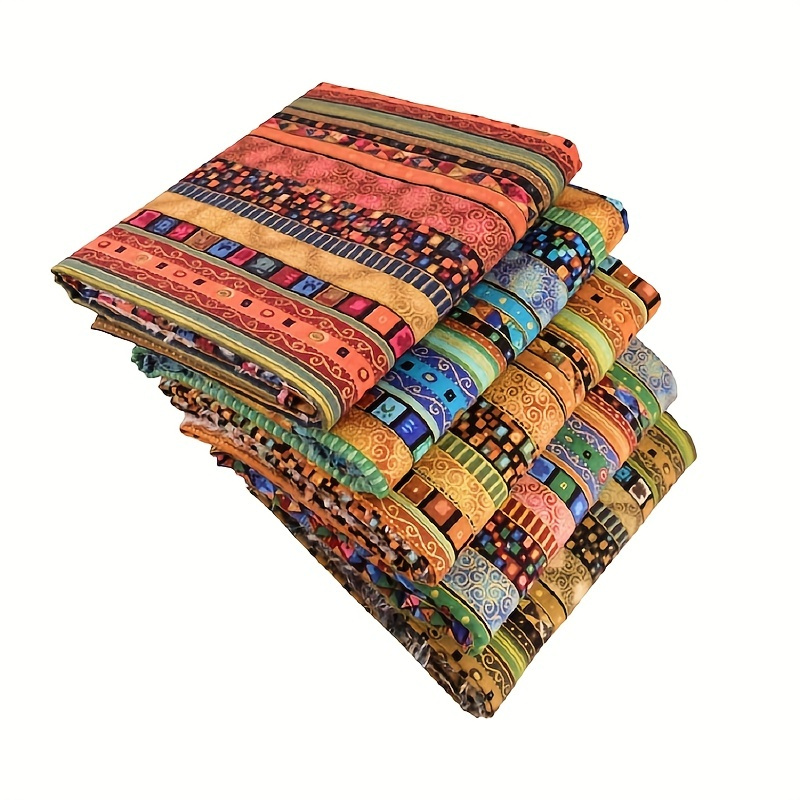 

5pcs African Colored Printing Fabrics Ethnic Style Pattern Cotton Fabric Quilting Squares, Pattern Indonesian Culture And Art Design
