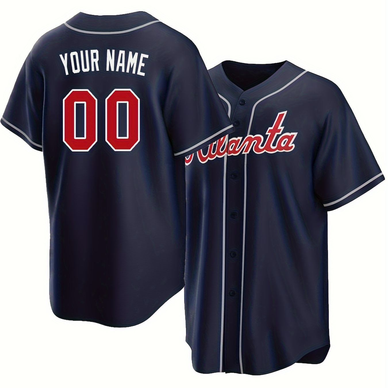 

Men's Customized Name & Number Embroidery Baseball Jersey, Tailored To Your Preference, Comfy Top For Summer Sport