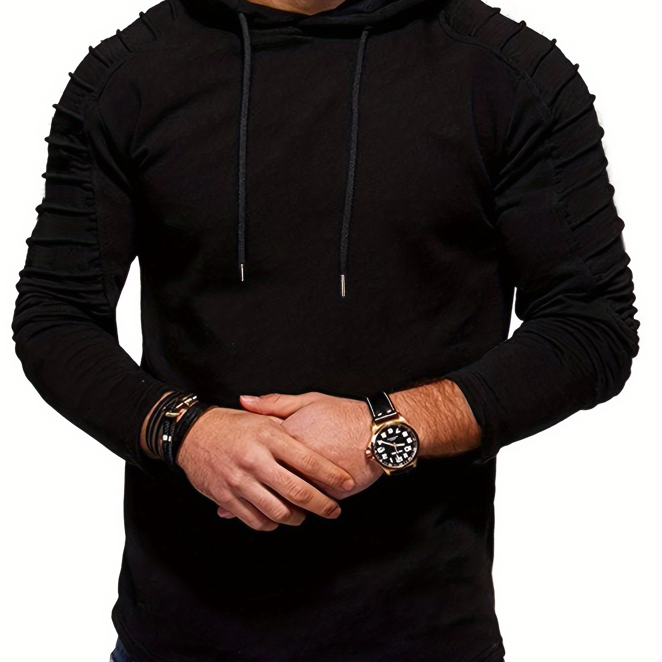 

Men's Fleece-lined Hoodie - Casual & Sporty Striped Pullover With Kangaroo Pocket, Long Sleeve, Machine Washable - Fall/winter