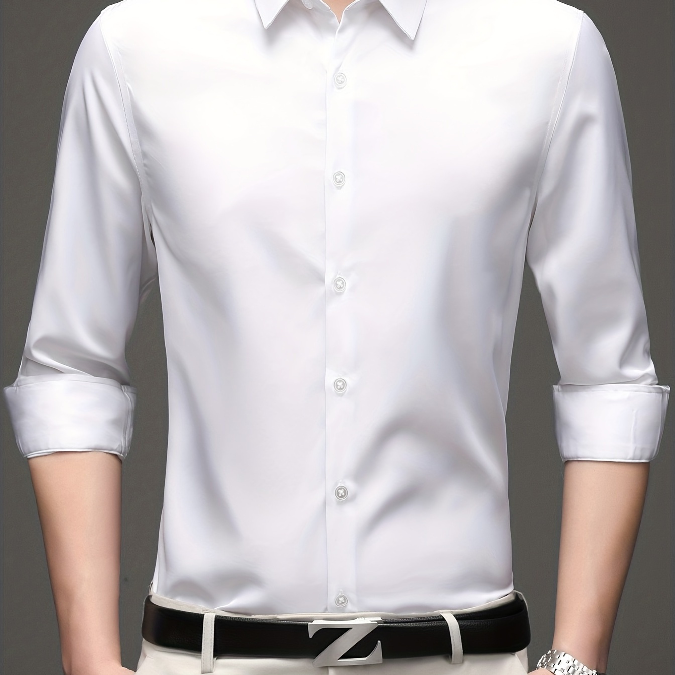 Men's Dress Shirt Slim Fit Long Sleeve Button Up Formal Shirt