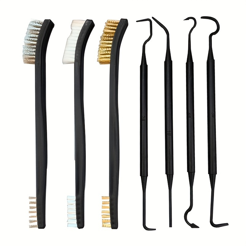 

7pcs/set, Gun Brush Cleaning Kit (3 Brushes And 4 Hooks) Gun Tube Cleaning Brush, Cleaning Tools, Cleaning Supplies
