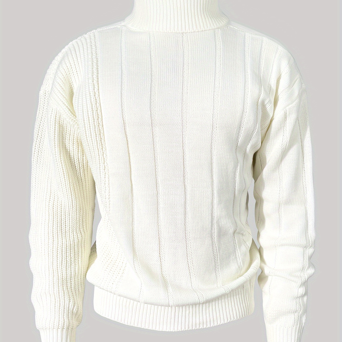 

Plus Size Men's Turtleneck Knit Sweater, Regular Fit, Casual And Academic Style, Long Sleeve Sweater For Winter Season