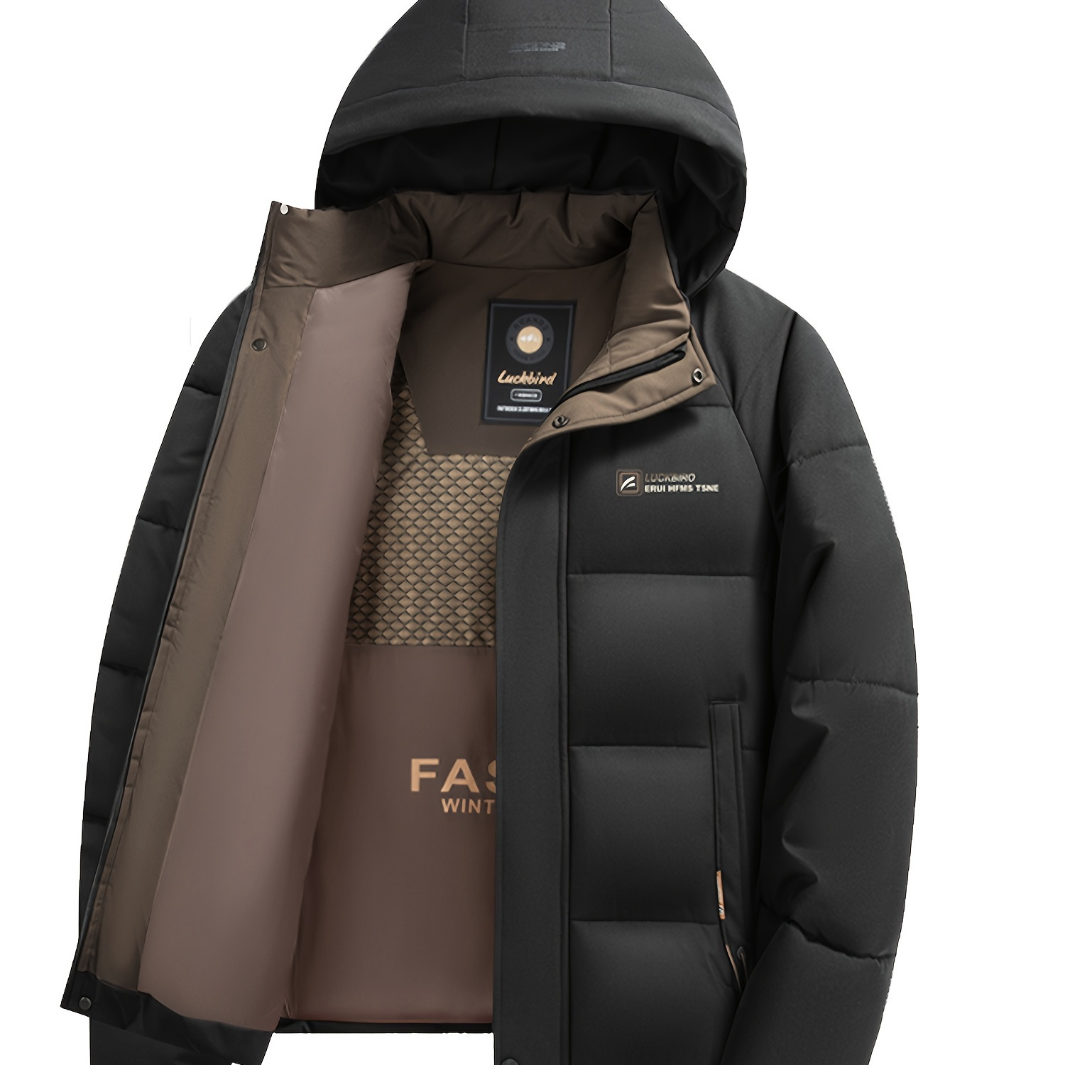 

Veste d'Hiver Légère et Respirante pour Homme - Manteau à Capuche Décontracté avec Détail de Fermeture Éclair, Lavable en Machine