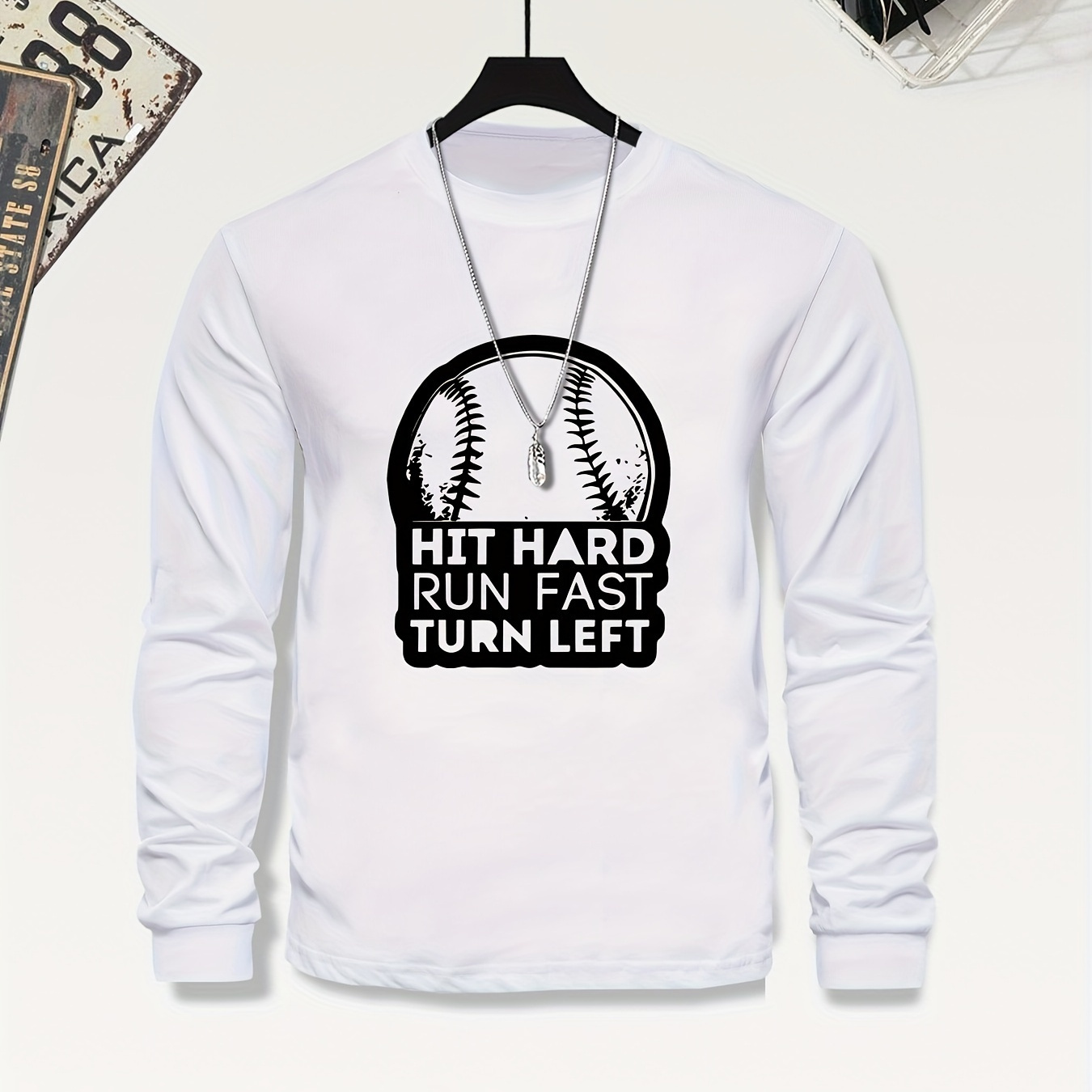 

Boys' Casual Long Sleeve T-shirt With Baseball Print - Soft Polyester , Stretchy & Machine Washable, Round Neck - Fall/winter