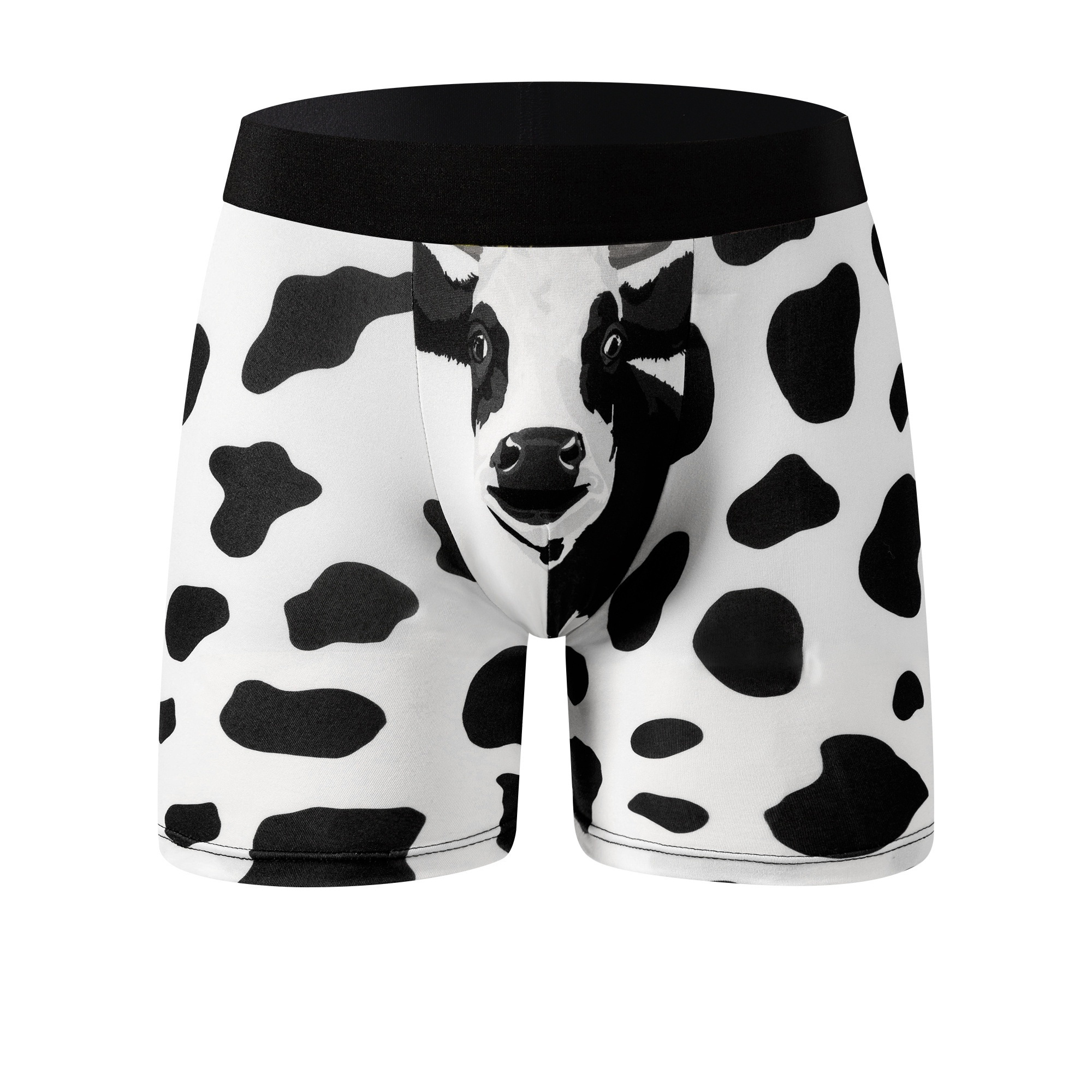 

Of Cow Pattern Printed Men's Long Boxing Underwear - Comfortable And Breathable Underwear Suitable For Running, Sports, And Fitness, Underwear