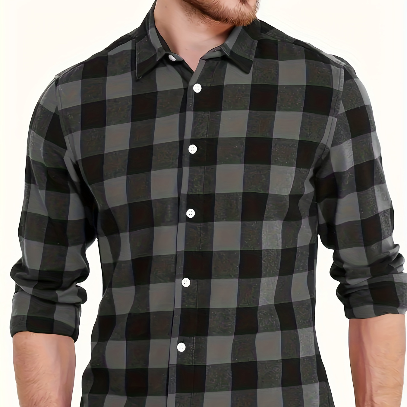 

Casual Daily Men's Plaid Long Sleeve Lapel Shirt For Spring Fall Outdoor