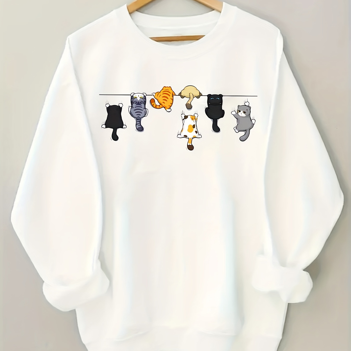 

Cozy Cat Neck Sweatshirt For Women - Casual Long Sleeve Pullover, Fall & Winter