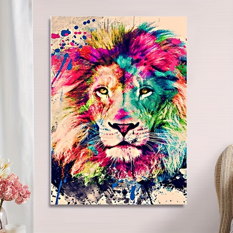 

5d Round Diamond Colorful Lion Diamond Painting Diy Full Of Diamonds 30x40cm Stick On Diamond Hanging Painting Living Room Interior Decorative Painting For Adult Handmade