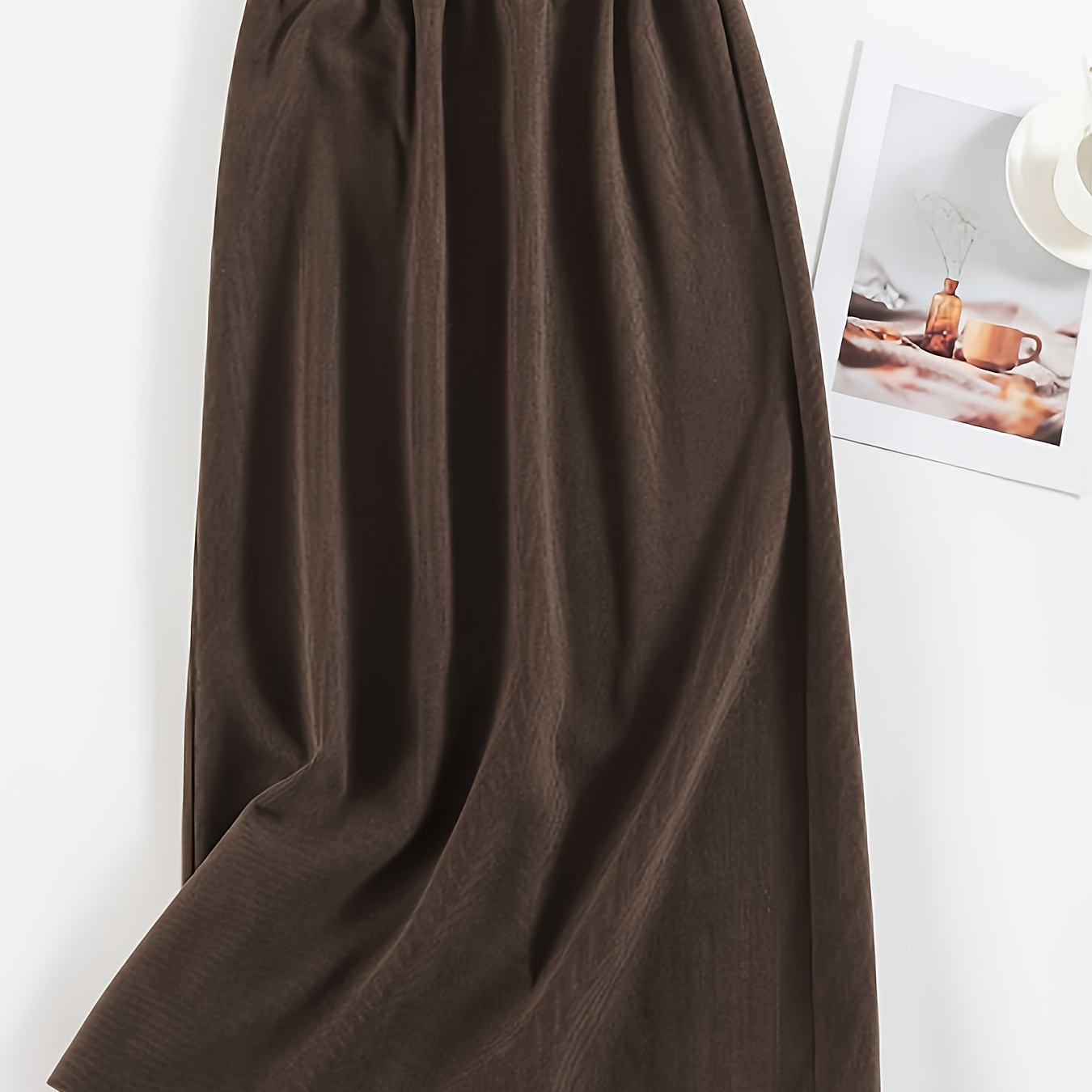 

Solid Color Waist Skirt, Vintage A-line Skirt For Spring & Fall, Women's Clothing