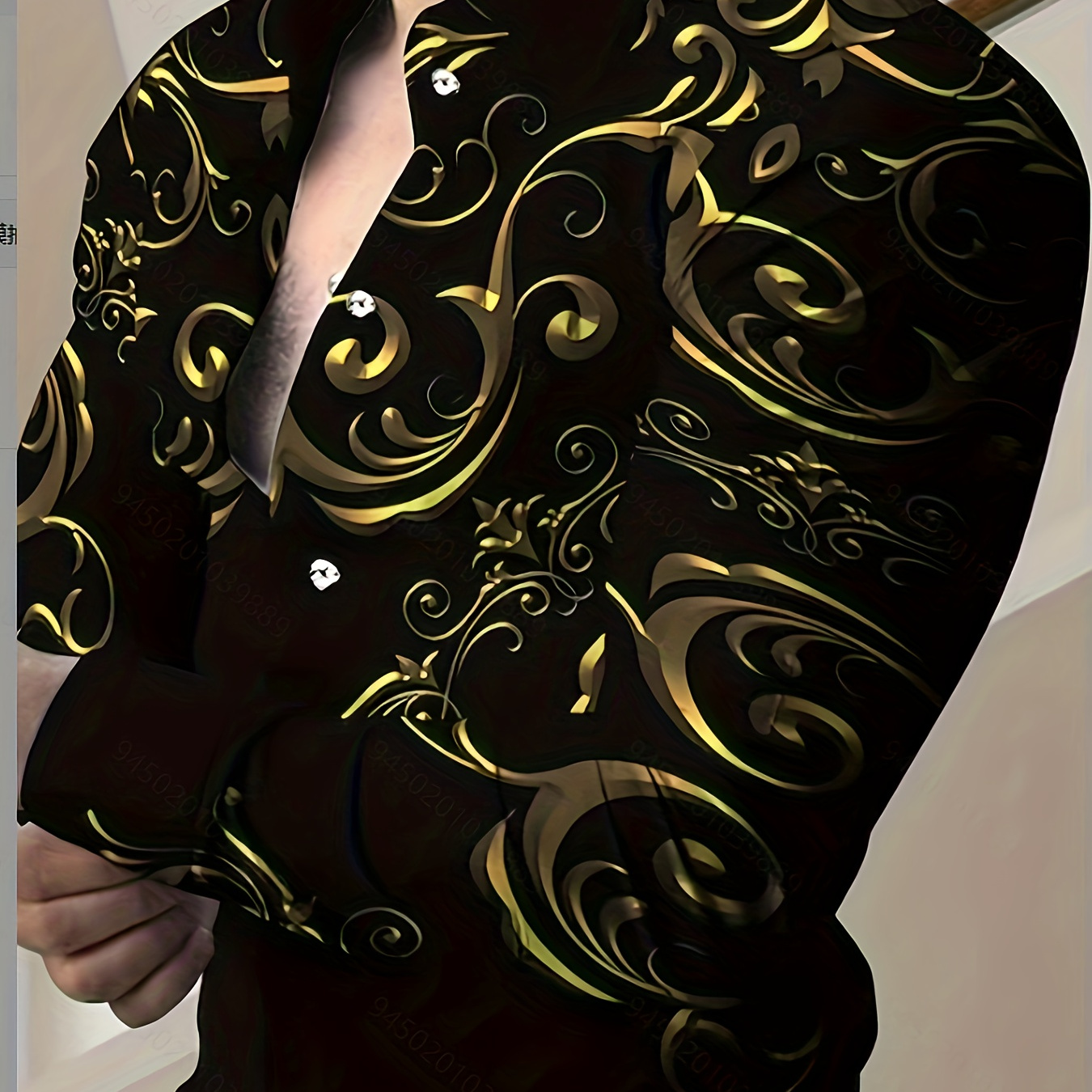 

Retro Style Print Men's Long Sleeve Button Up Shirt For Spring Fall, Gift For Men