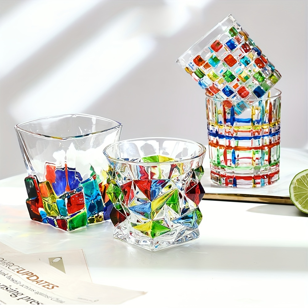 1 Pieza, Vasos De Cristal Coloridos De Arte Elegante, Vasos De Whisky, Vasos  De Cerveza, No Te Pierdas Estas Fantásticas Ofertas