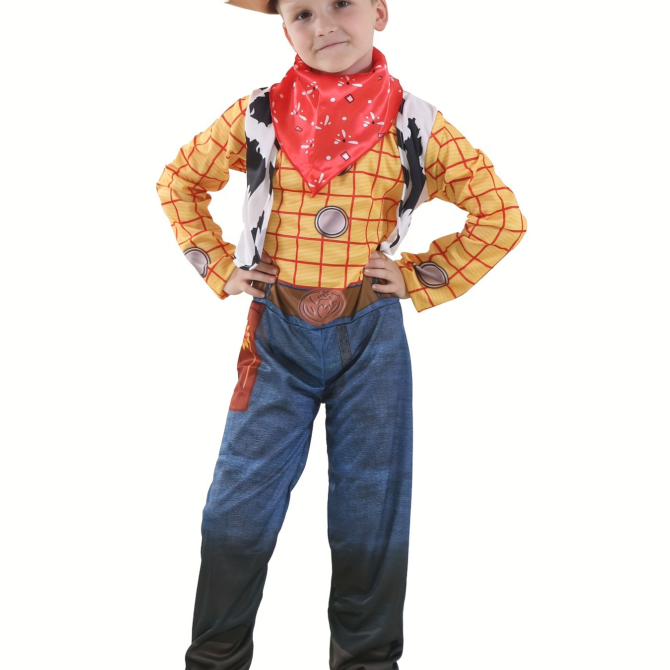 

Boys Wild West Cowboy Suspenders One-piece Clothing & Hat & Scarf Outfits, Boys Clothing