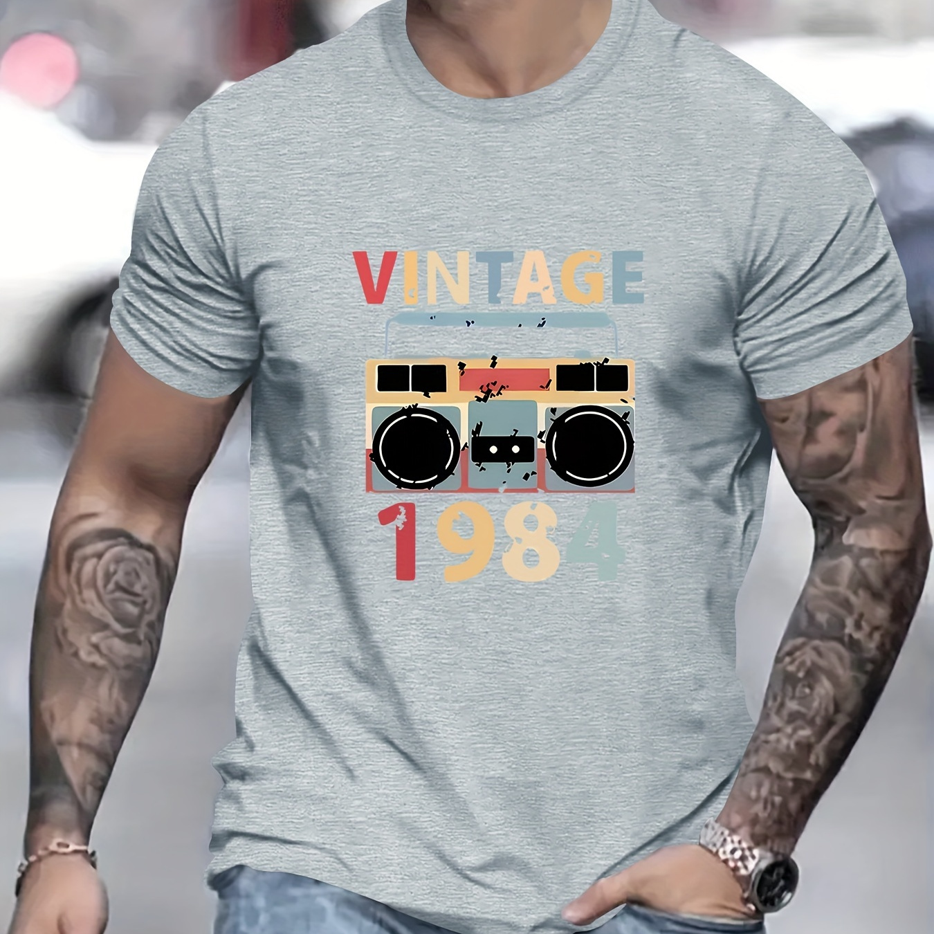 

Vintage Cassette Print T Shirt, Tees For Men, Casual Short Sleeve T-shirt For Summer
