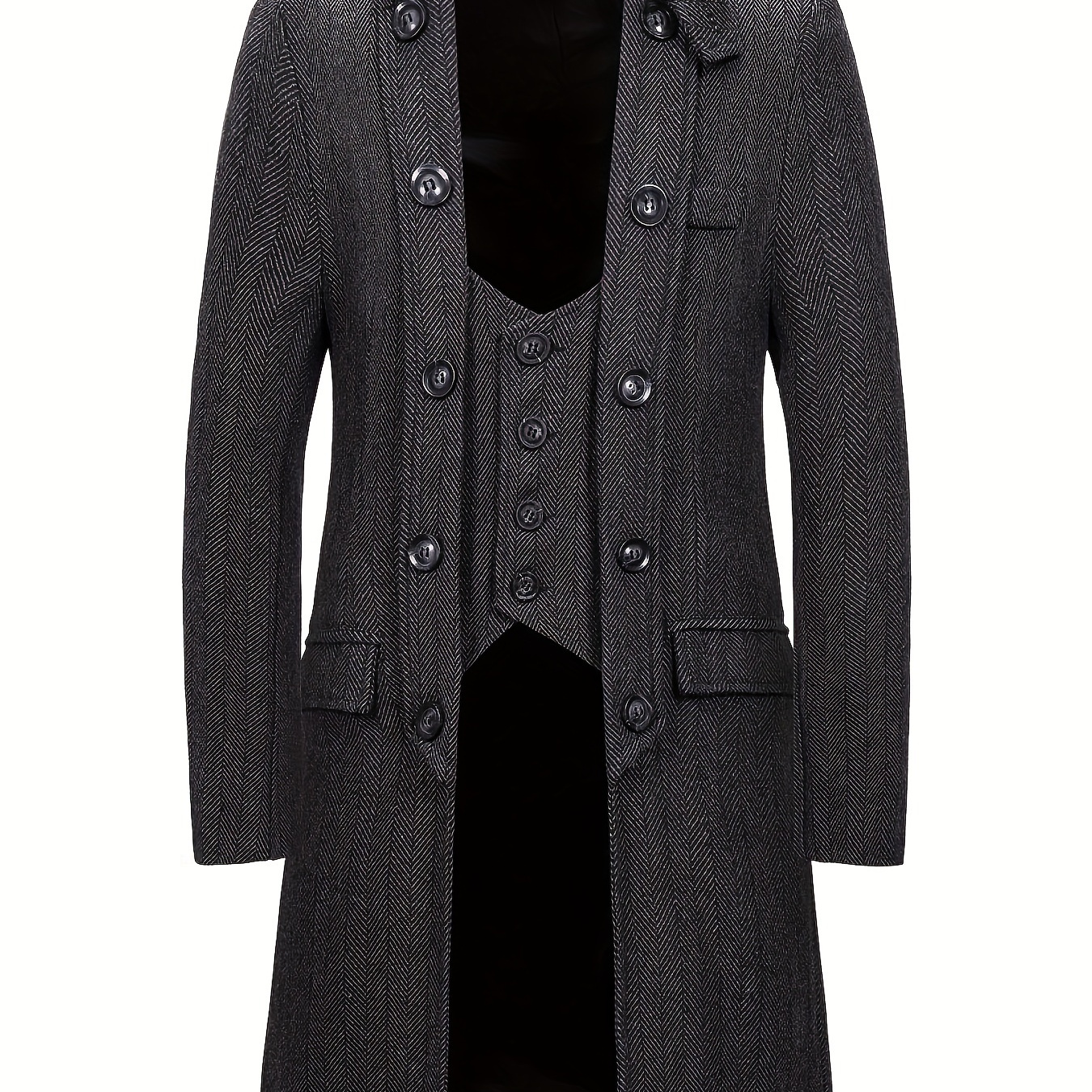 Retro Style Single Breasted Trench Coat Men's Casual - Temu