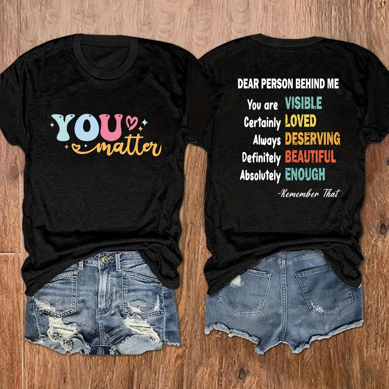

Plus Size Casual T-shirt, Women's Plus Slogan Print Short Sleeve Round Neck T-shirt