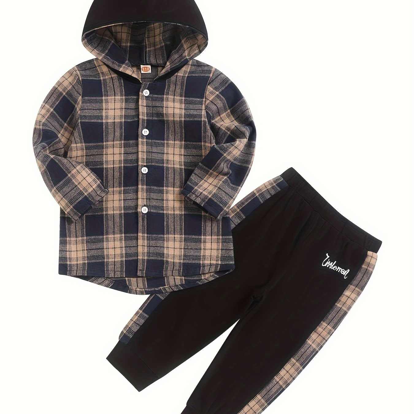 

Toddler Baby Boys Clothes Flannel Lattice Button Down Hooded Tops +pants Boys Fall Winter Outfits