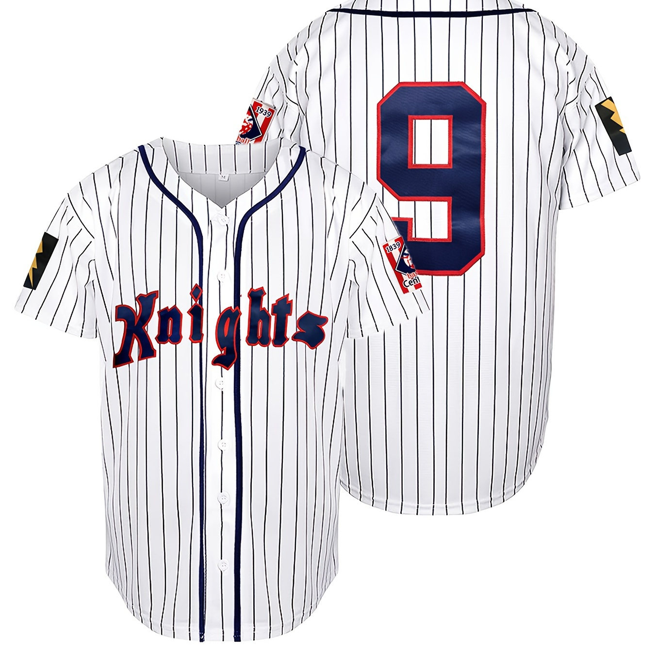 

Men's "knights" Embroidered Classic Design Baseball Jersey, Retro Baseball Shirt, Slightly Stretch Breathable Sports Uniform For Training Competition Party
