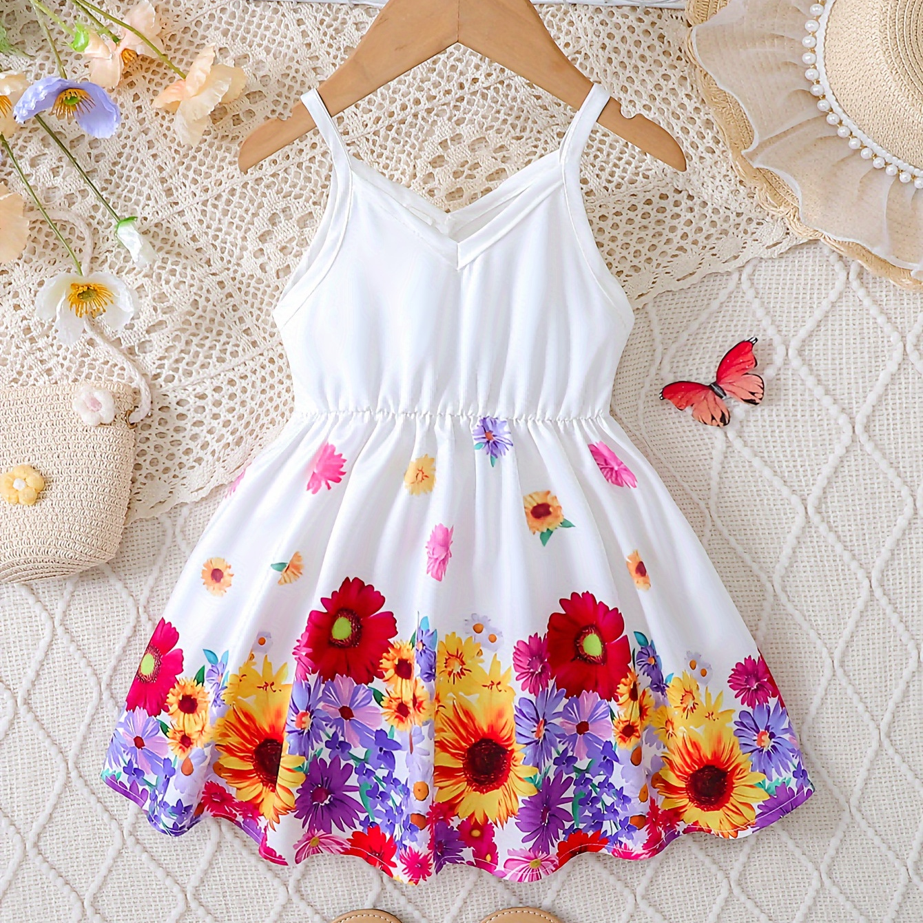 

Baby Girls Fashion Casual Dress Cute Baby Girl Flower Suspender Dress