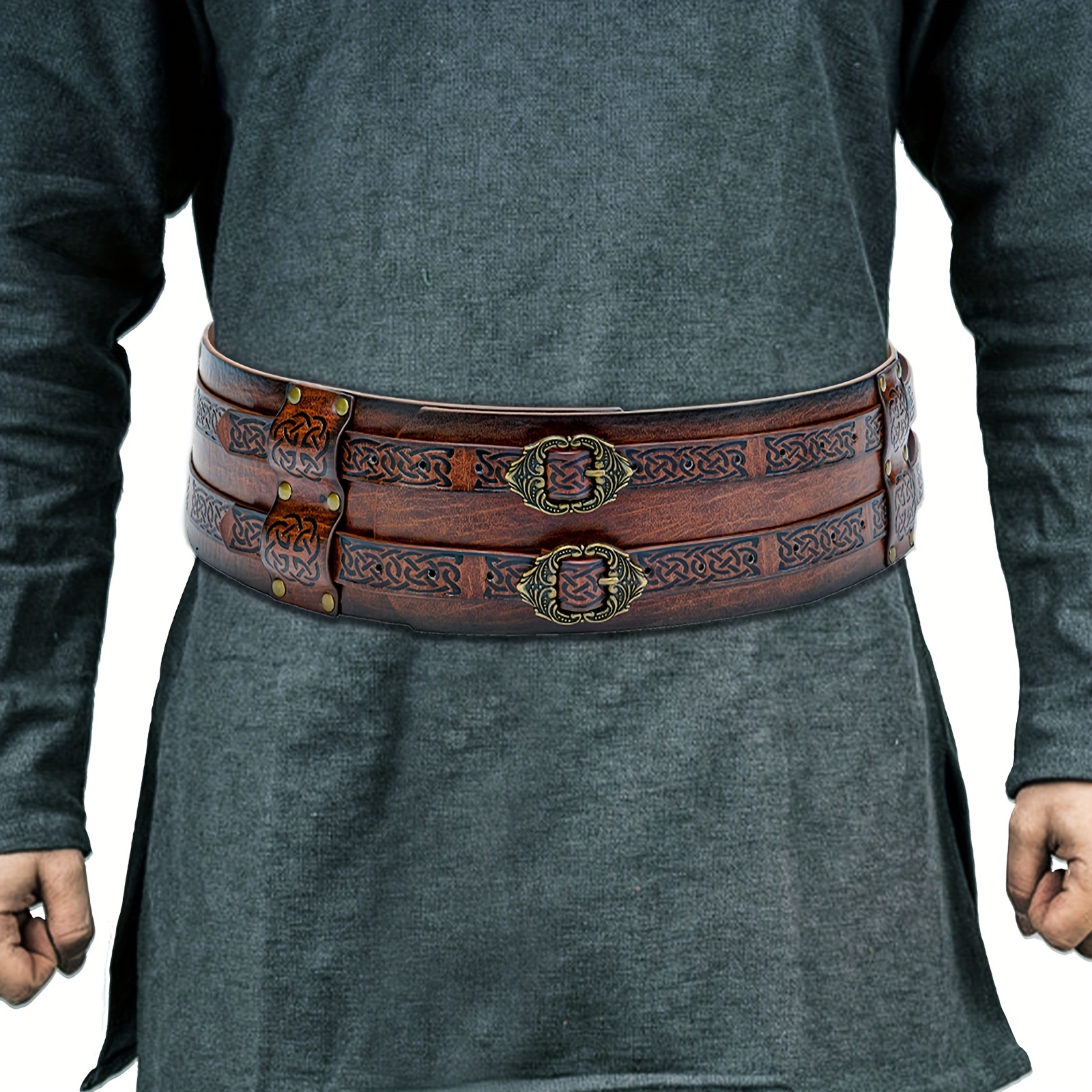 Medieval Viking's Leather Belt with Brass Accents. Available in