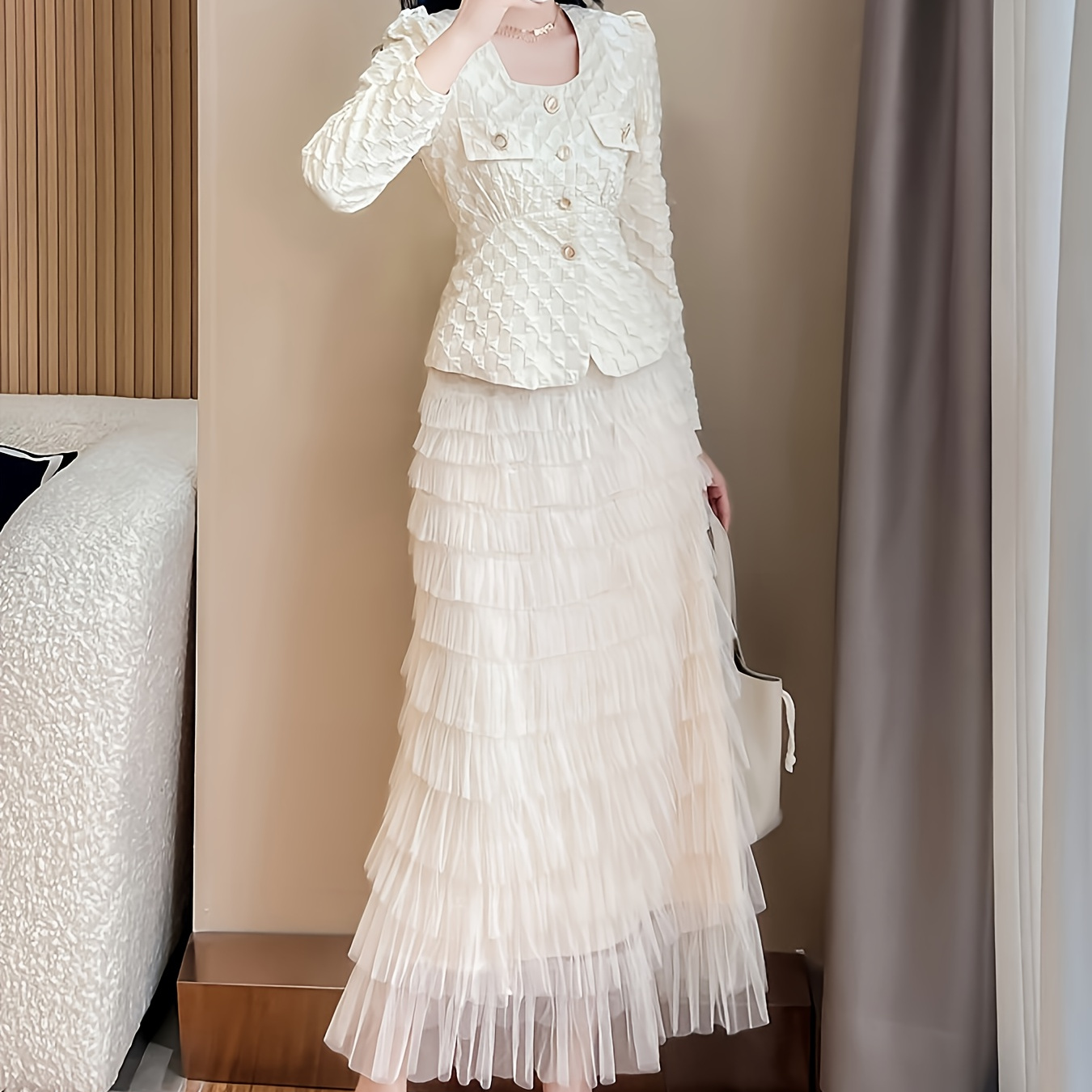 

Elegant And Women's Professional And Casual Fashion Two-piece Suit, Goddess-like Temperament -layer Suit Skirt, Super Cost-effective