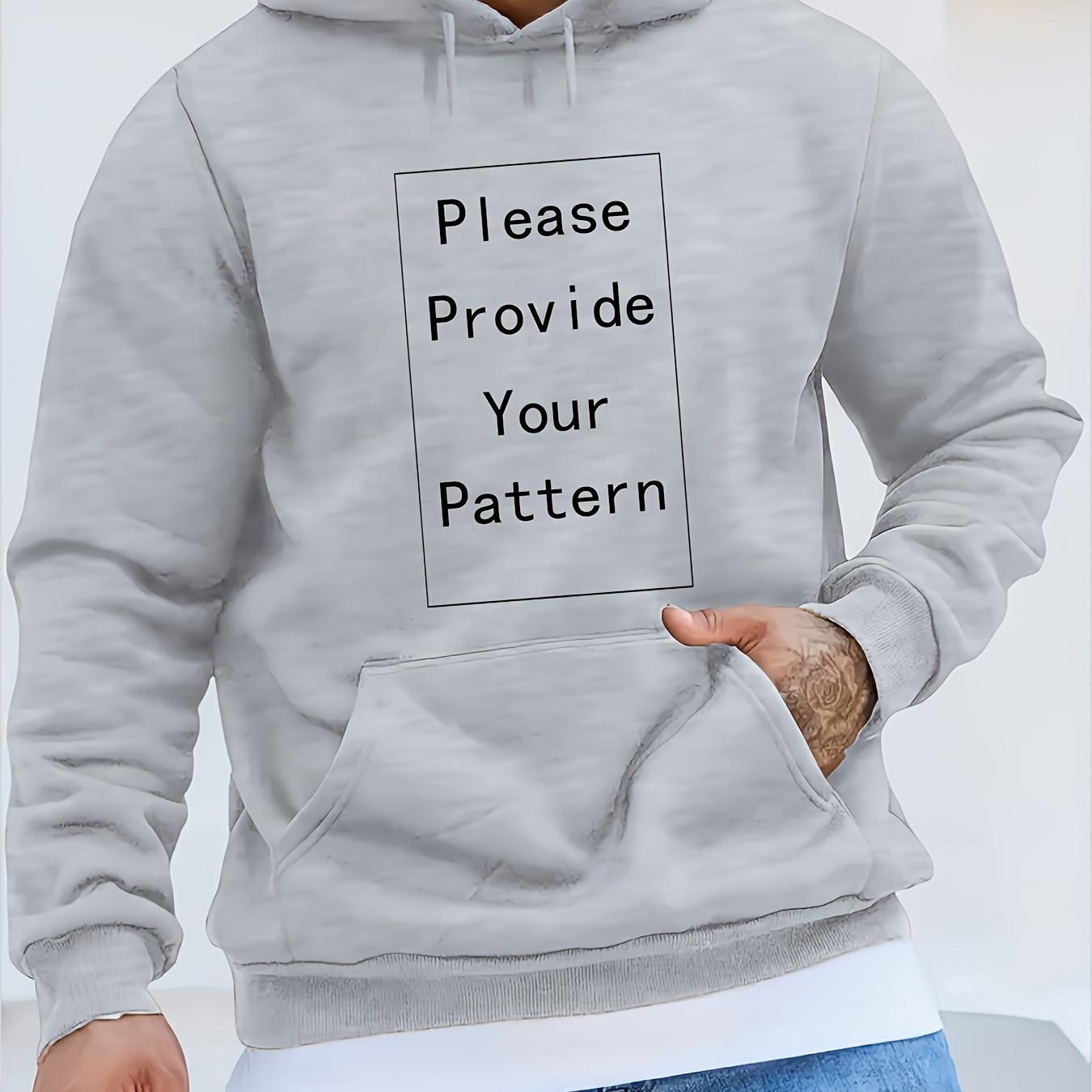 

Customized Patterns Print Men's Pullover Round Neck Hoodies With Kangaroo Pocket Long Sleeve Hooded Sweatshirt Loose Casual Top For Autumn Winter Men's Clothing As Gifts