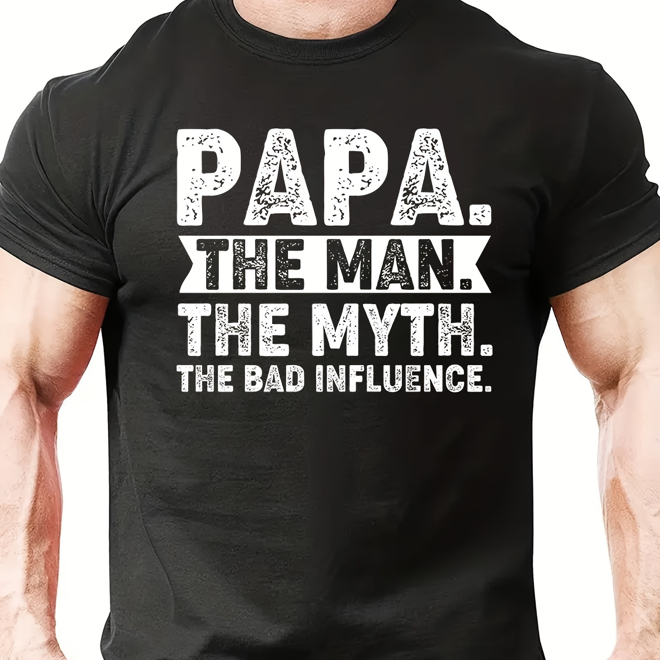 

Father's Day Papa Letter Pattern Print Men's Comfy T-shirt, Graphic Tee Men's Summer Outdoor Clothes, Men's Clothing, Tops For Men