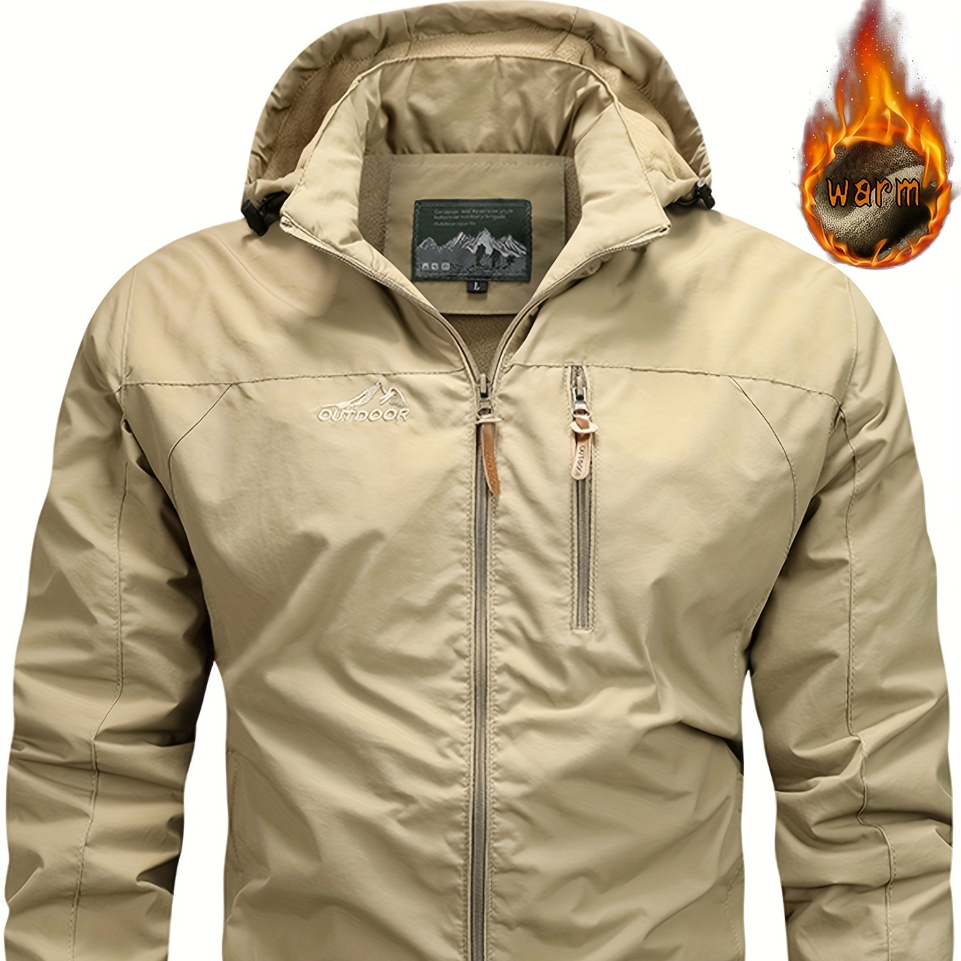 

Men's Warm Thick Hooded Windbreaker Jacket, Casual Jacket For Fall Winter Outdoor Activities