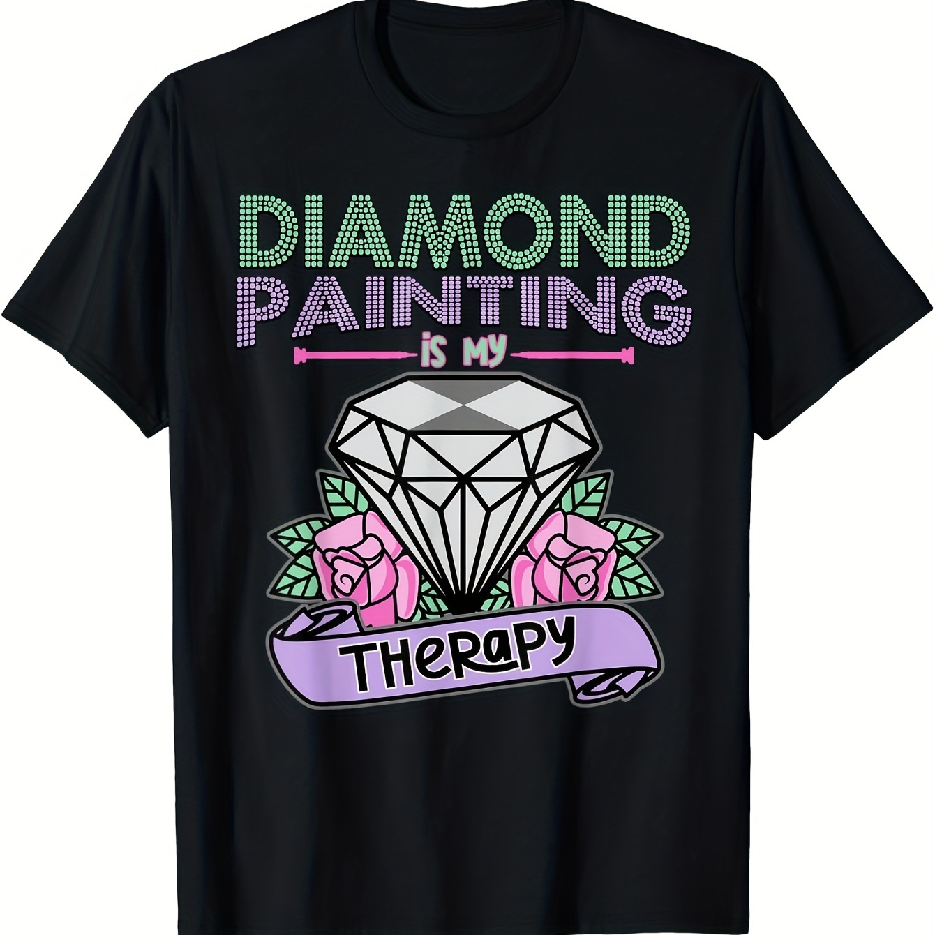 

Diamond Painting Relax T-shirt - Relaxed Fit, 100% Cotton, Short Sleeve, Round Neck - Vibrant Gemstone & Floral Graphic, Ideal For Hobbyists & Self-