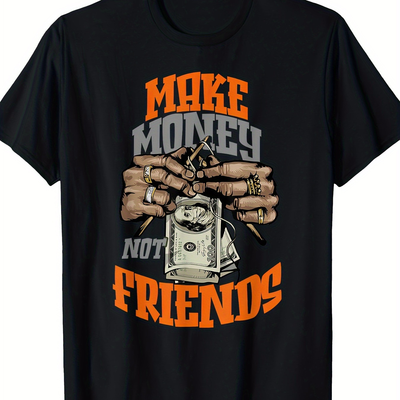 

Make Money Not Friends Olive Army Solar Orange Color Match T-shirt, Men's T-shirt, 220g