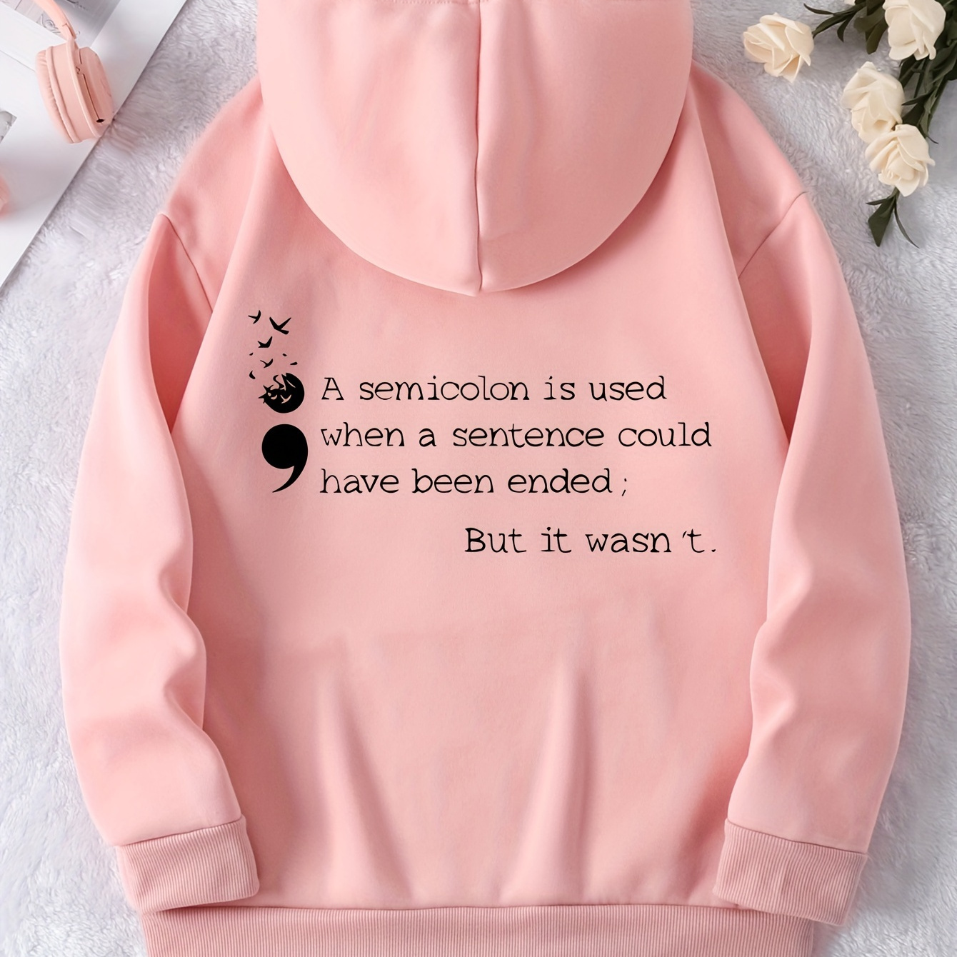 

Letter Print Hoodie, Drawstring Casual Hooded Sweatshirt For Spring & Fall, Women's Clothing